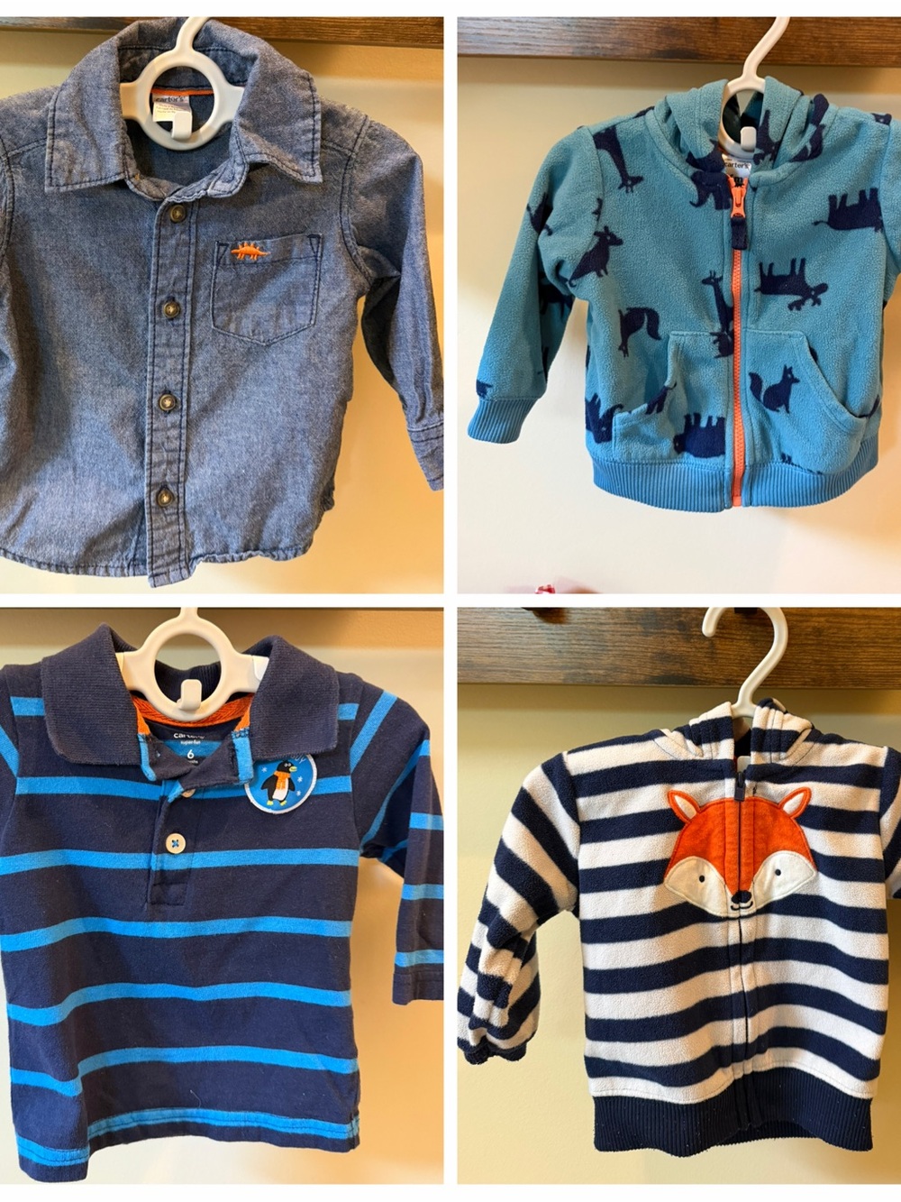 Carter's Toddler Boys Long Sleeve Shirts and Hoodies Bundle of 4